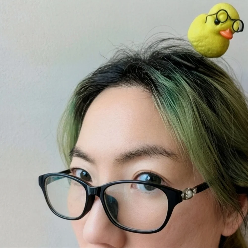 Yellow Duck Puppet Set :New hair pin 72 Krn origami paper 24 Crayons bag new
